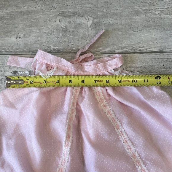 Baby Bliss Pink Dress Swiss Dot Ruffle Apron Tie Bloomers Set Sz XL 60’s Girl - Picture 7 of 9